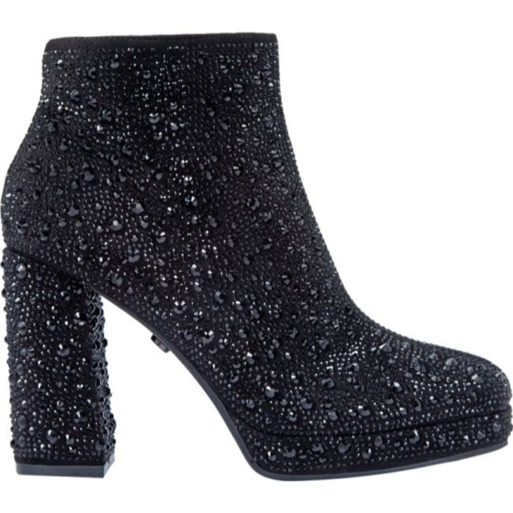 Botas para mujer, cortas, de ante, con pedrería, marca Thalia Sodi, color negro 1141739