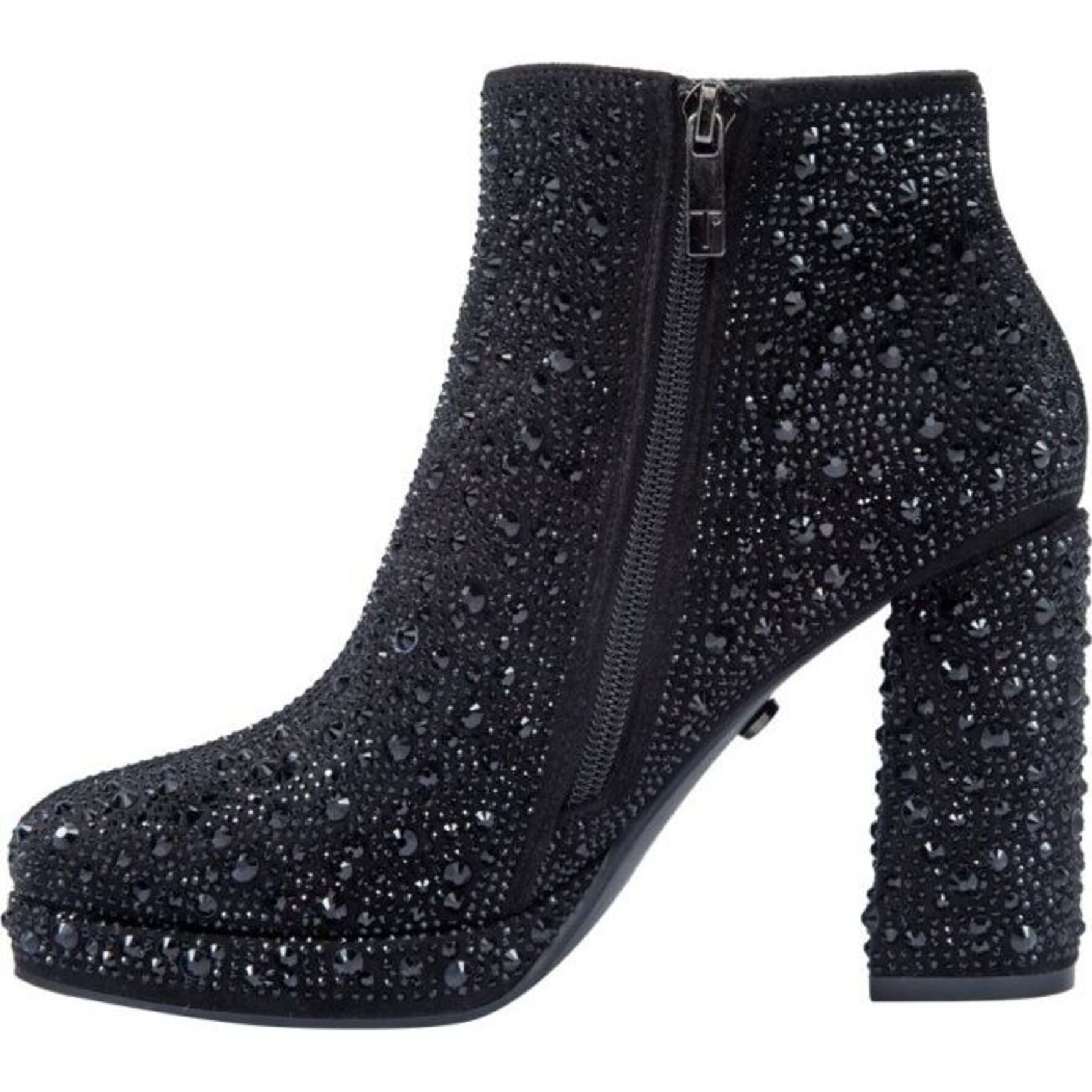 Botas para mujer, cortas, de ante, con pedrería, marca Thalia Sodi, color negro 1141739