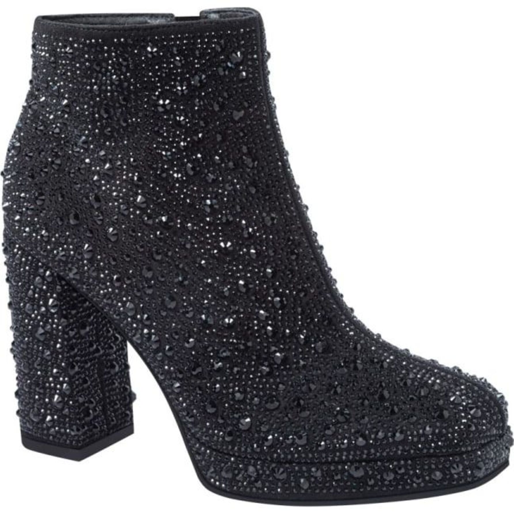 Botas para mujer, cortas, de ante, con pedrería, marca Thalia Sodi, color negro 1141739