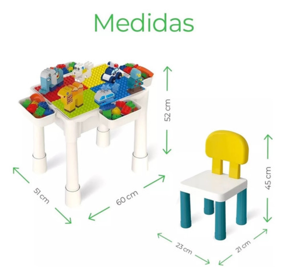 Mesa De Actividades Lego Para Niños Escritorio 75 Bloques COLORES
