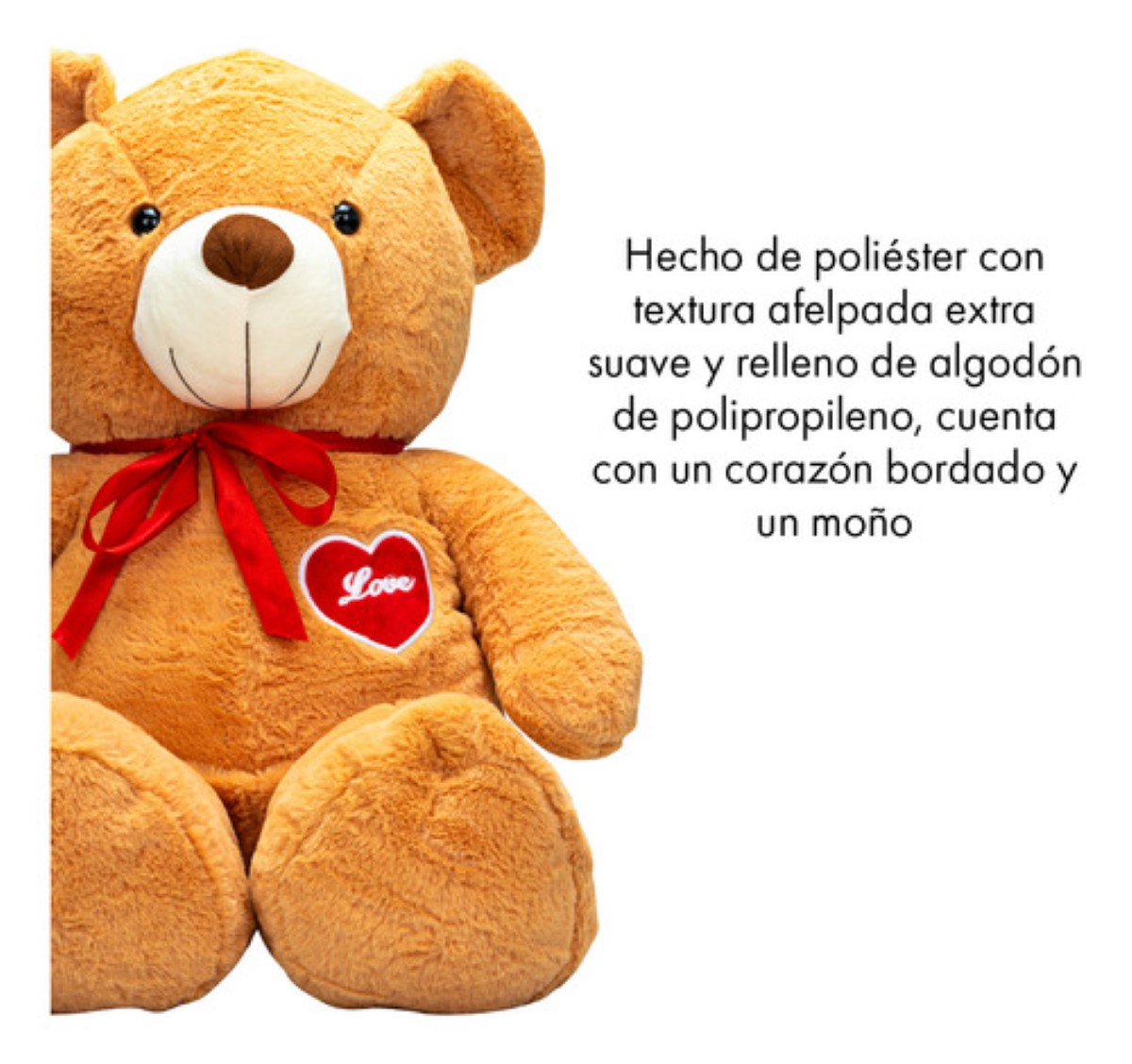 Oso De Peluche Teddy Grande Abrazable Corazón 1 Metro Café claro