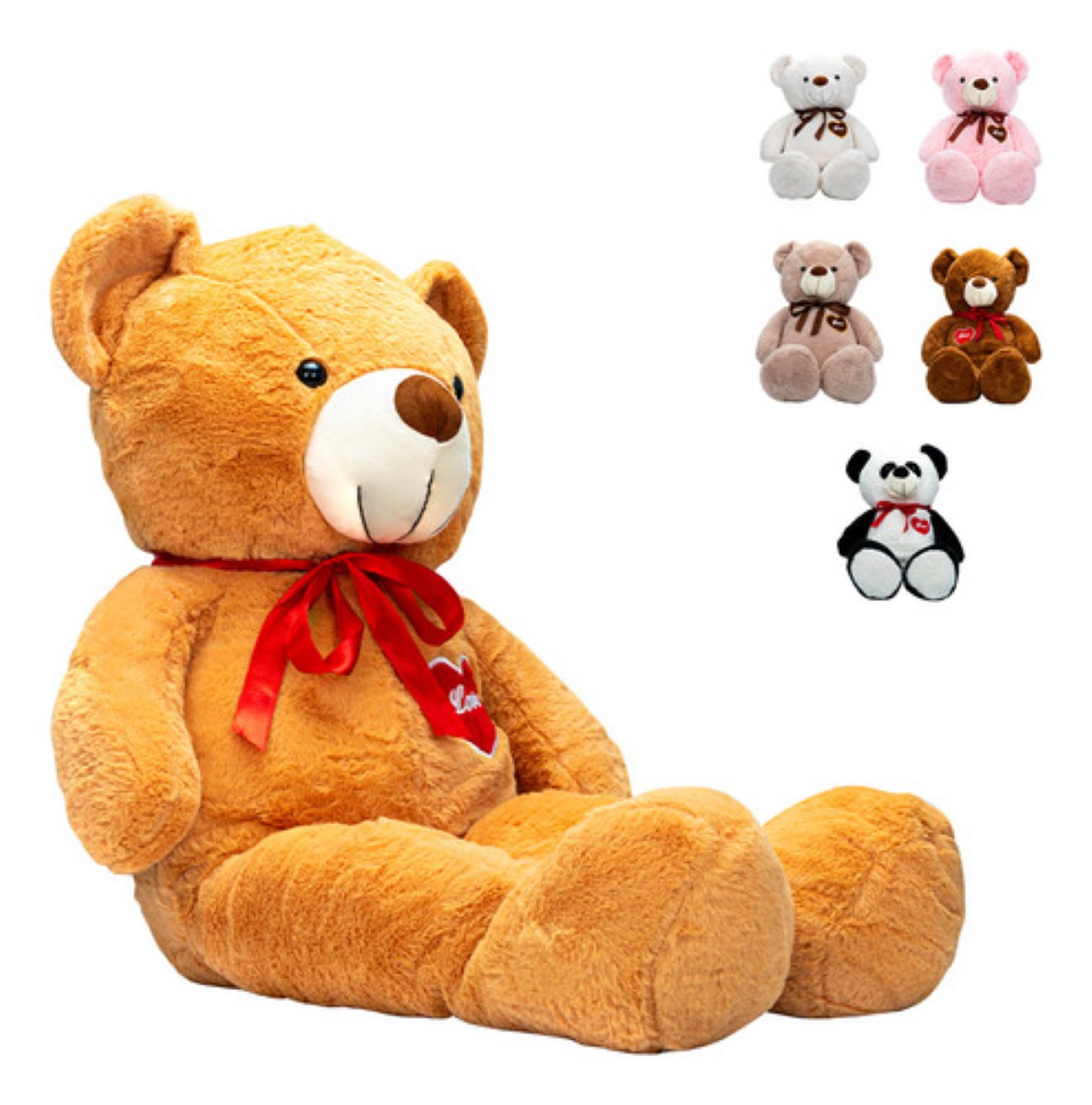 Oso De Peluche Teddy Grande Abrazable Corazón 1 Metro Café claro