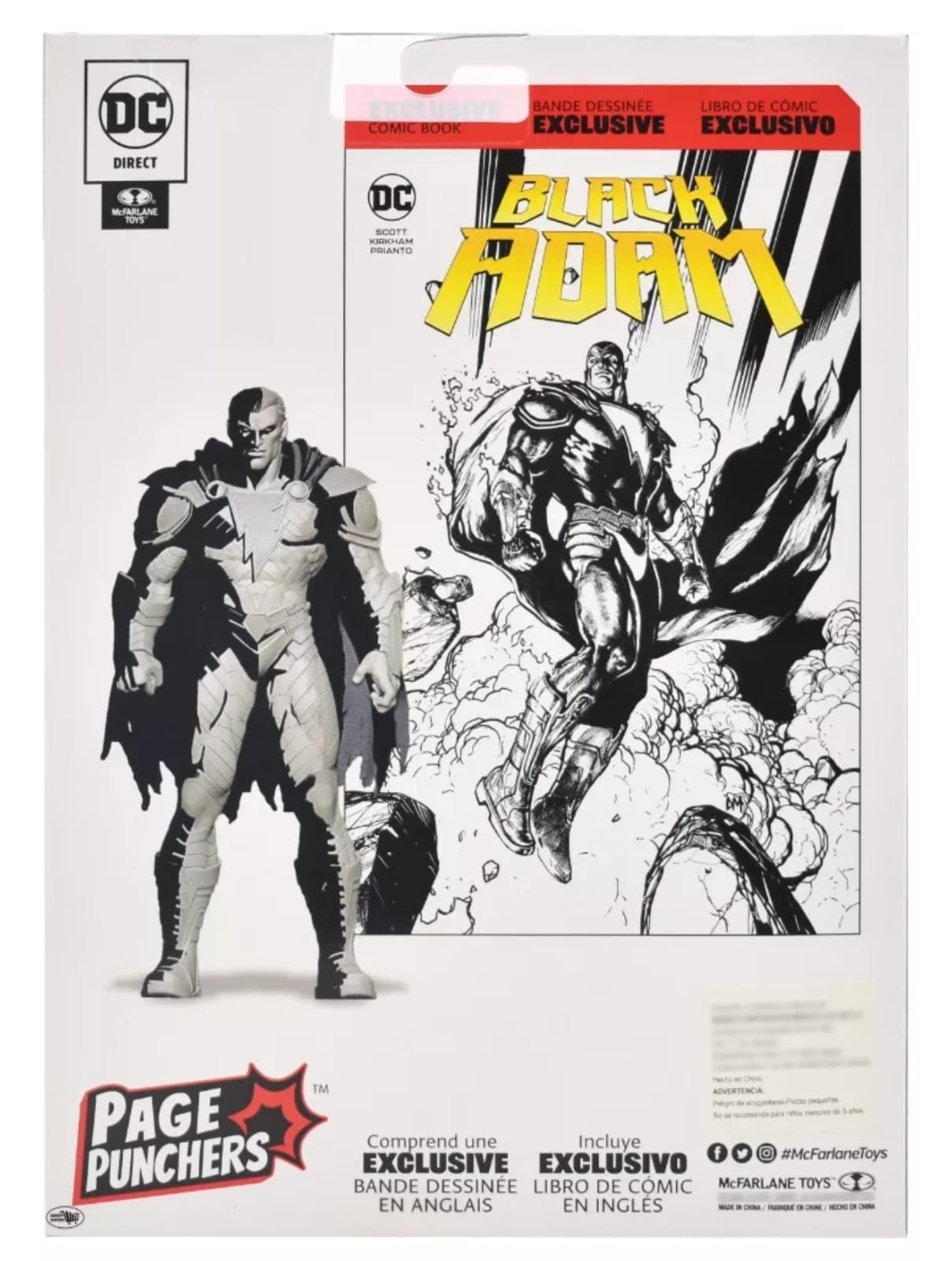 Dc Page Punchers Black Adam Comic Blanco Y Negro Mcfarlane