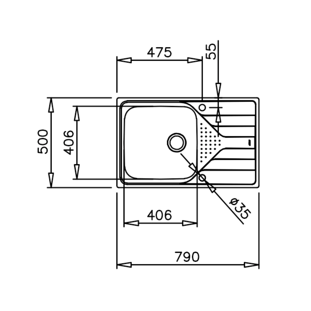 Tarja Sencilla Empotrar Acero Inoxidable Teka Universe 50 T-XP 1B 1D MAX Una Tina 40 cm Esc. Der..