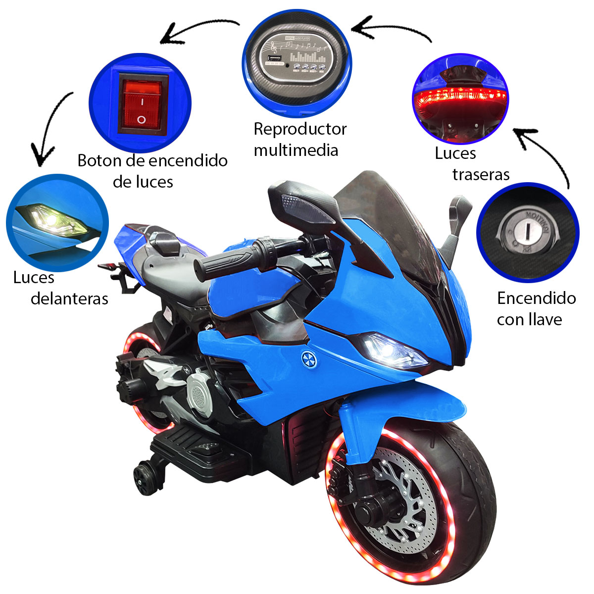 Montable Electrico Motocicleta Deportiva XHD-919 Le Monde Azul