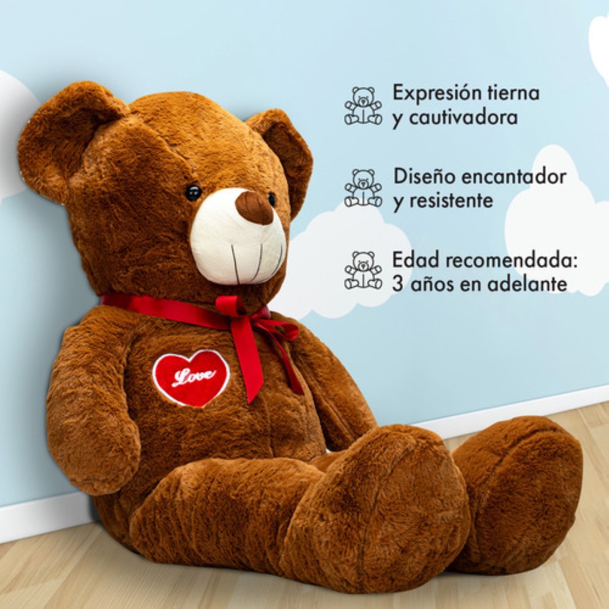 Oso De Peluche Teddy Grande Abrazable Corazón 1 Metro Cafe Obscuro