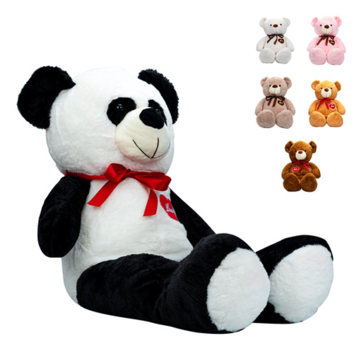 Oso De Peluche Teddy Grande Abrazable Corazón 1 Metro Negro/Blanco