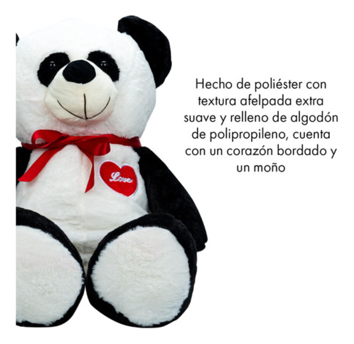 Oso De Peluche Teddy Grande Abrazable Corazón 1 Metro Negro/Blanco