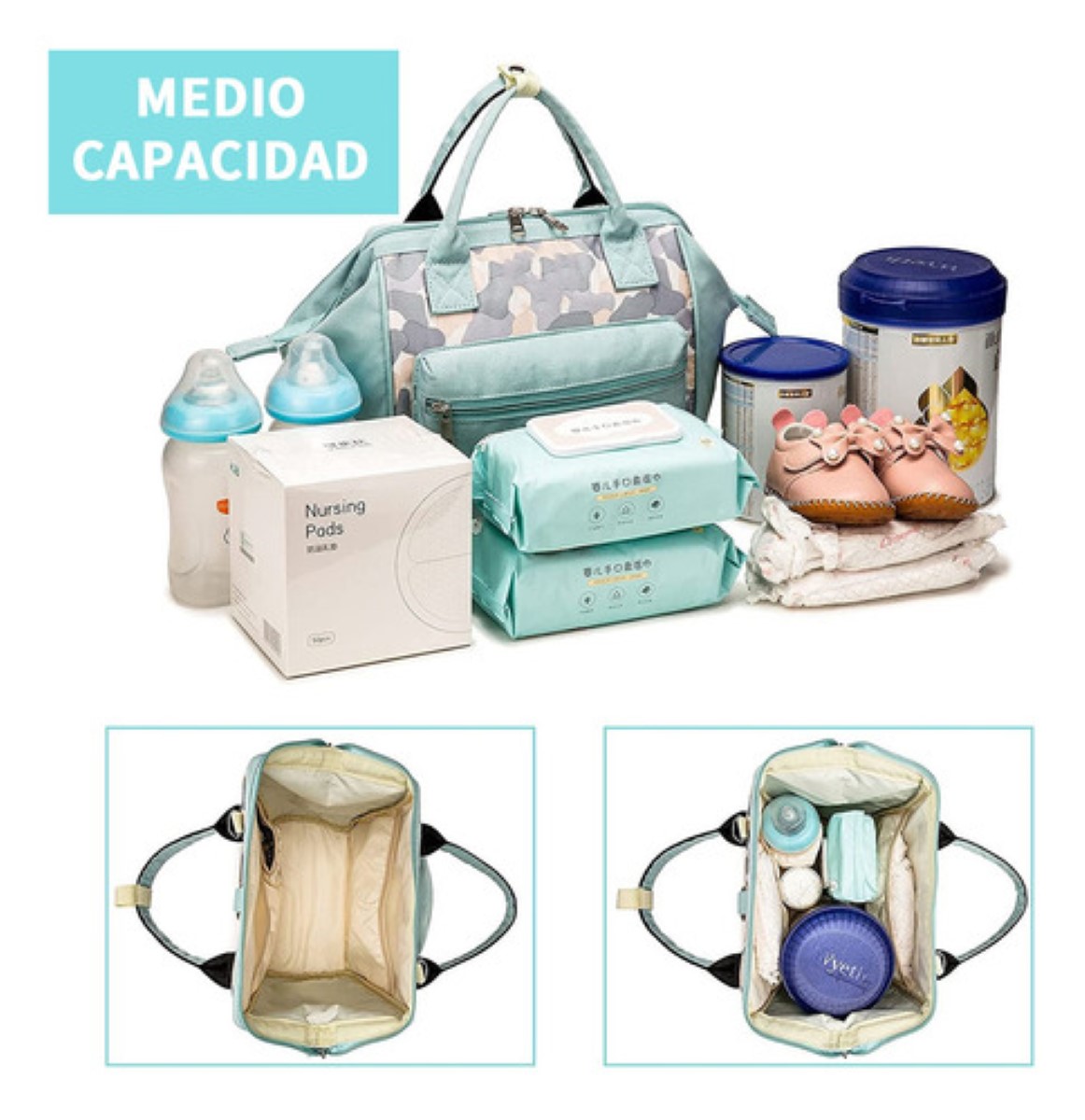 Mochilas Pañaletas Pañalero Bebe Pañaleras Impermeabl Viaje Azul petróleo