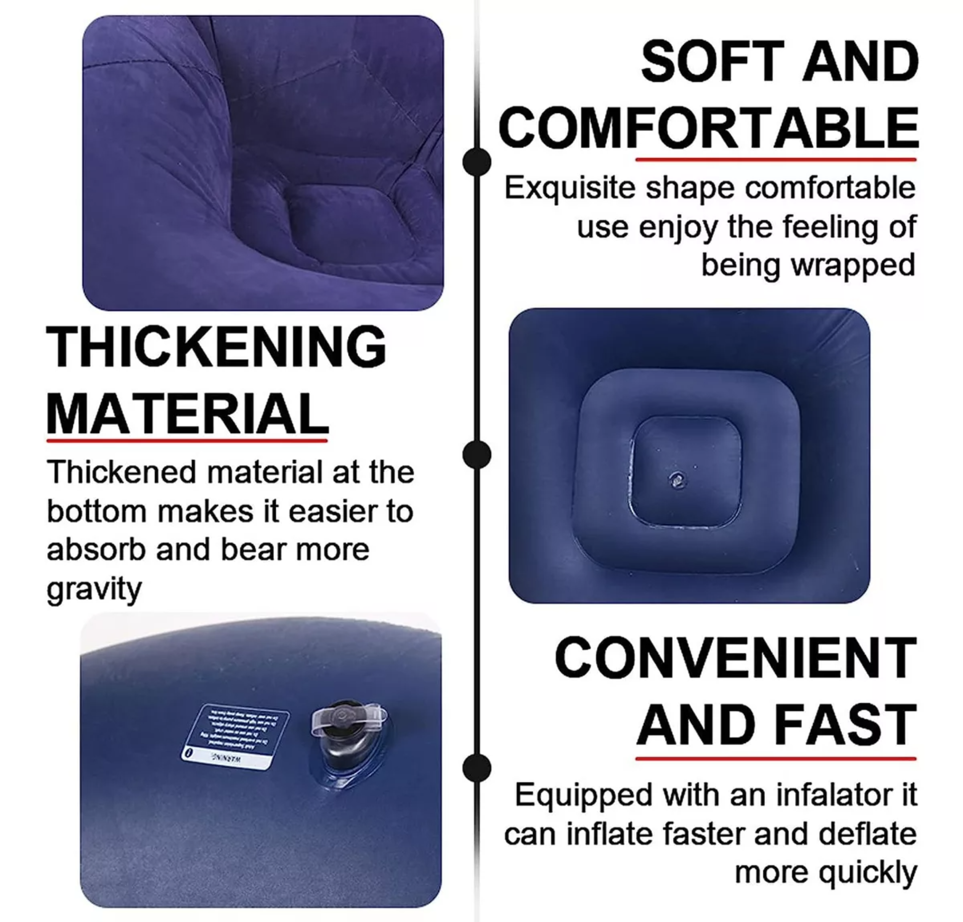 Sillón Inflable Silla Aterciopelada Puff Cómodo Sofá +bomba