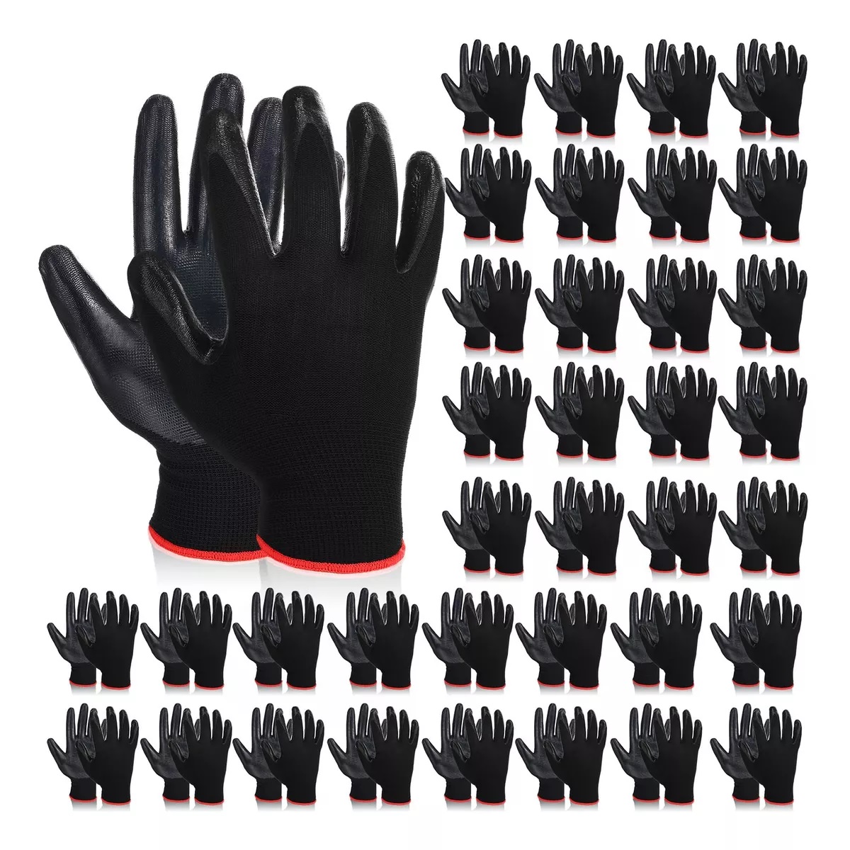 Guante Nylon Recubiertos Nitrilo Seguridad Resistente 36par