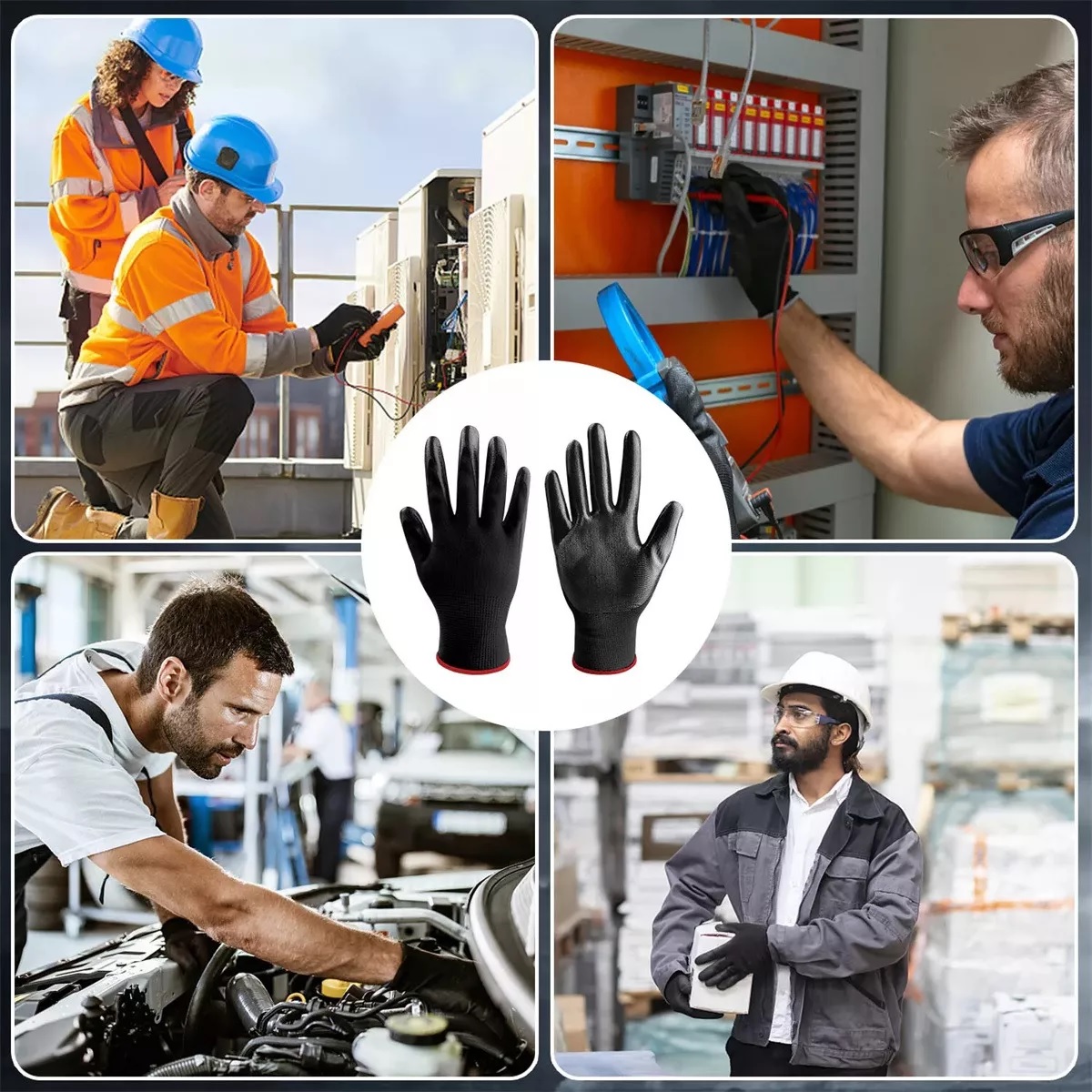 Guante Nylon Recubiertos Nitrilo Seguridad Resistente 36par