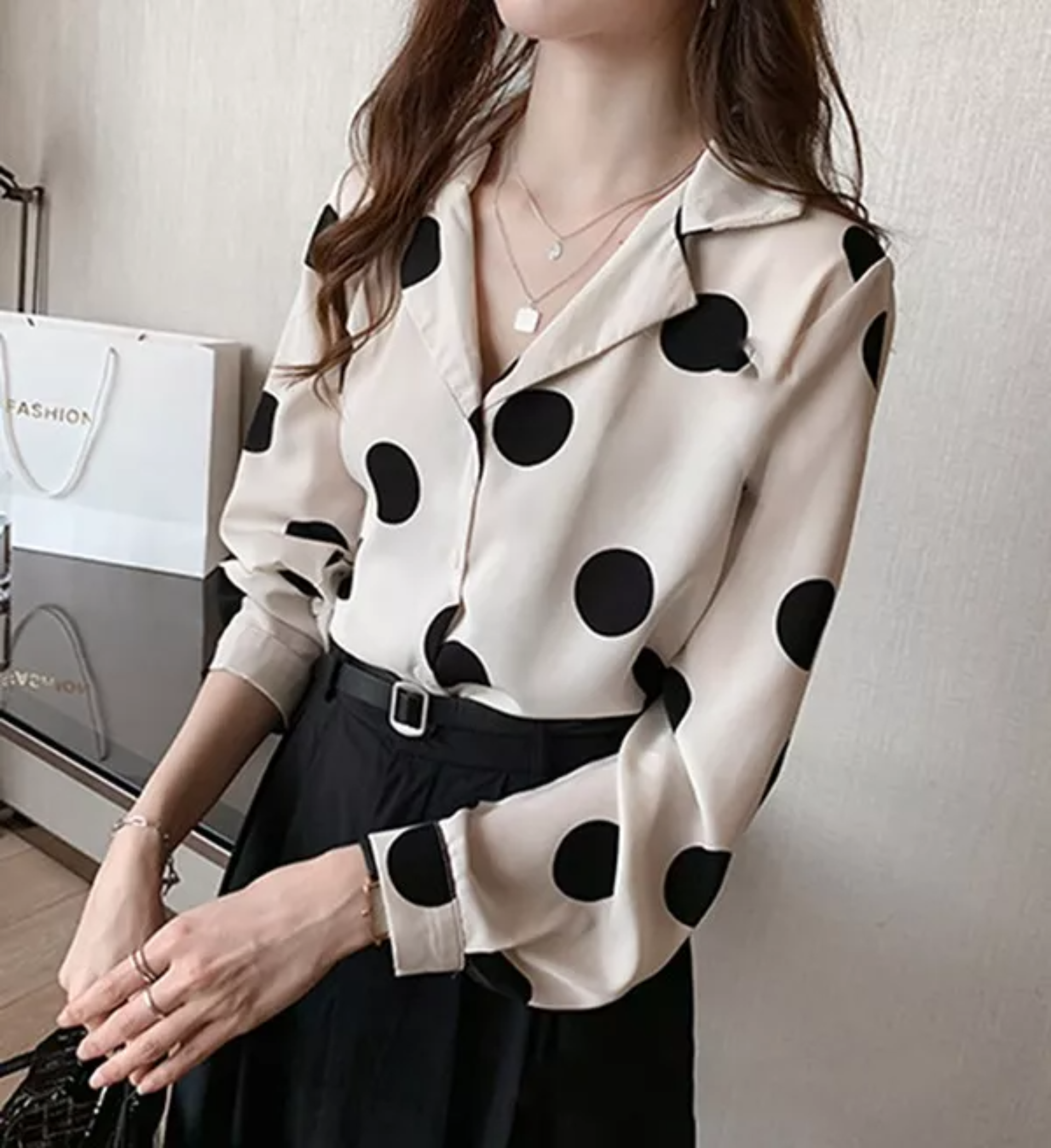 Blusas De Gasa Manga Larga Casuales Dama Moda Lunares