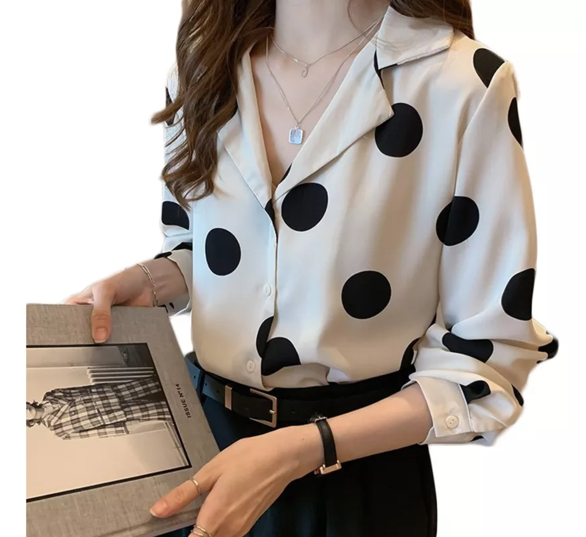 Blusas De Gasa Manga Larga Casuales Dama Moda Lunares