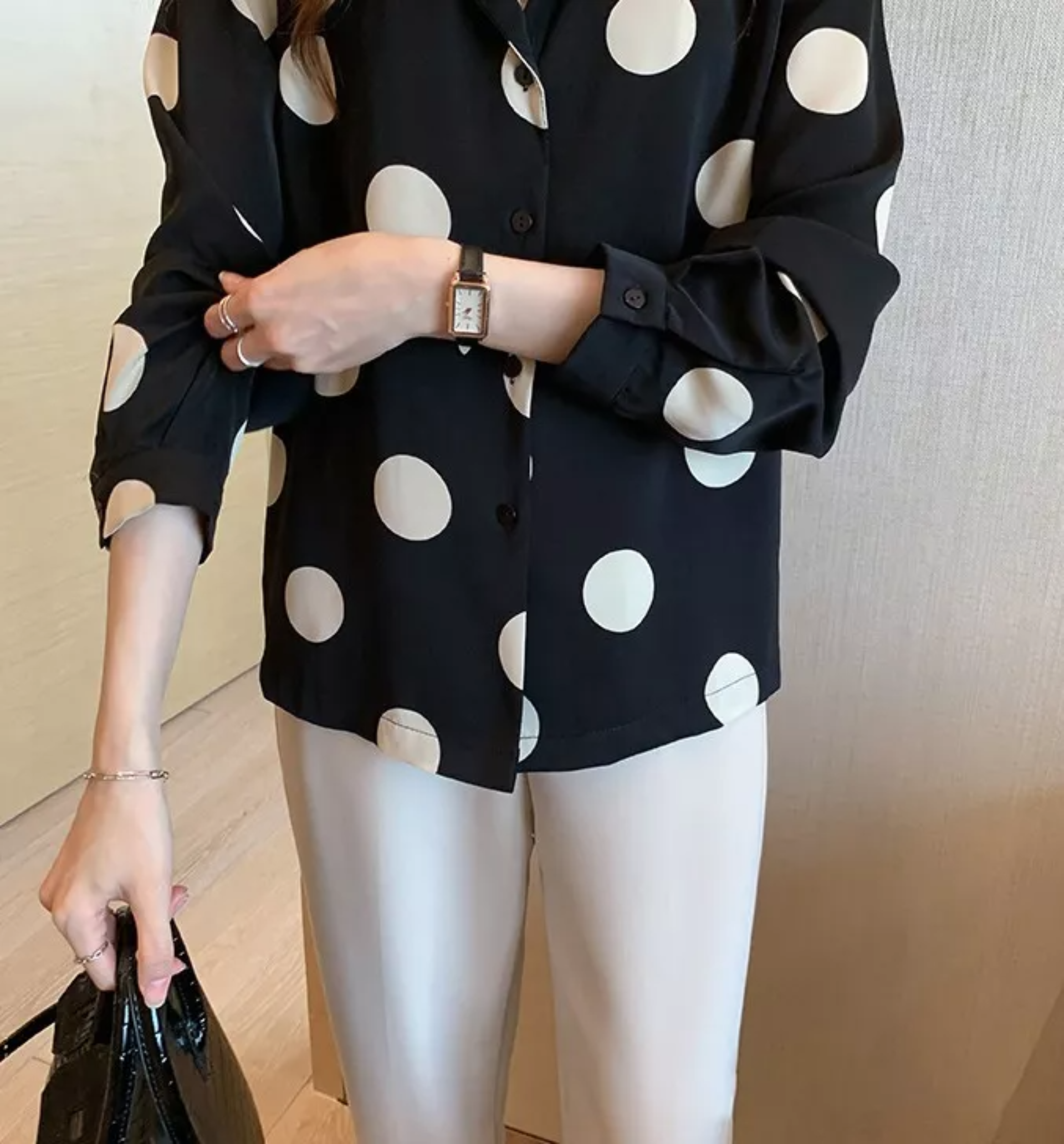 Blusas De Gasa Manga Larga Casuales Dama Moda Lunares