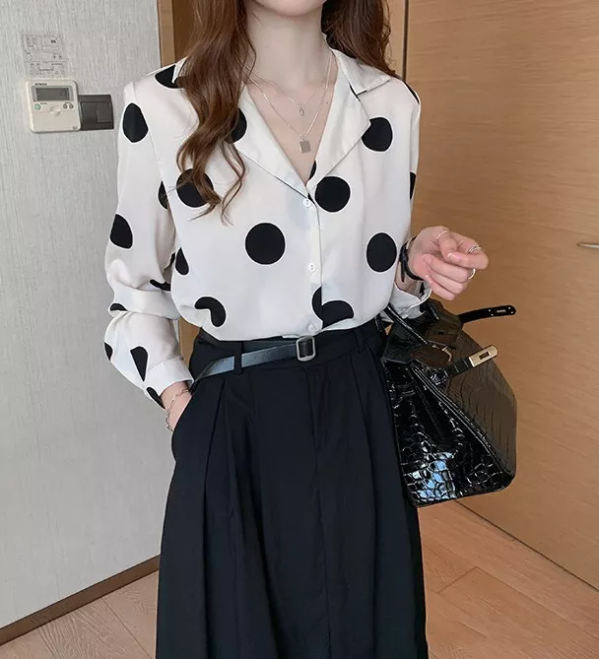 Blusas De Gasa Manga Larga Casuales Dama Moda Lunares