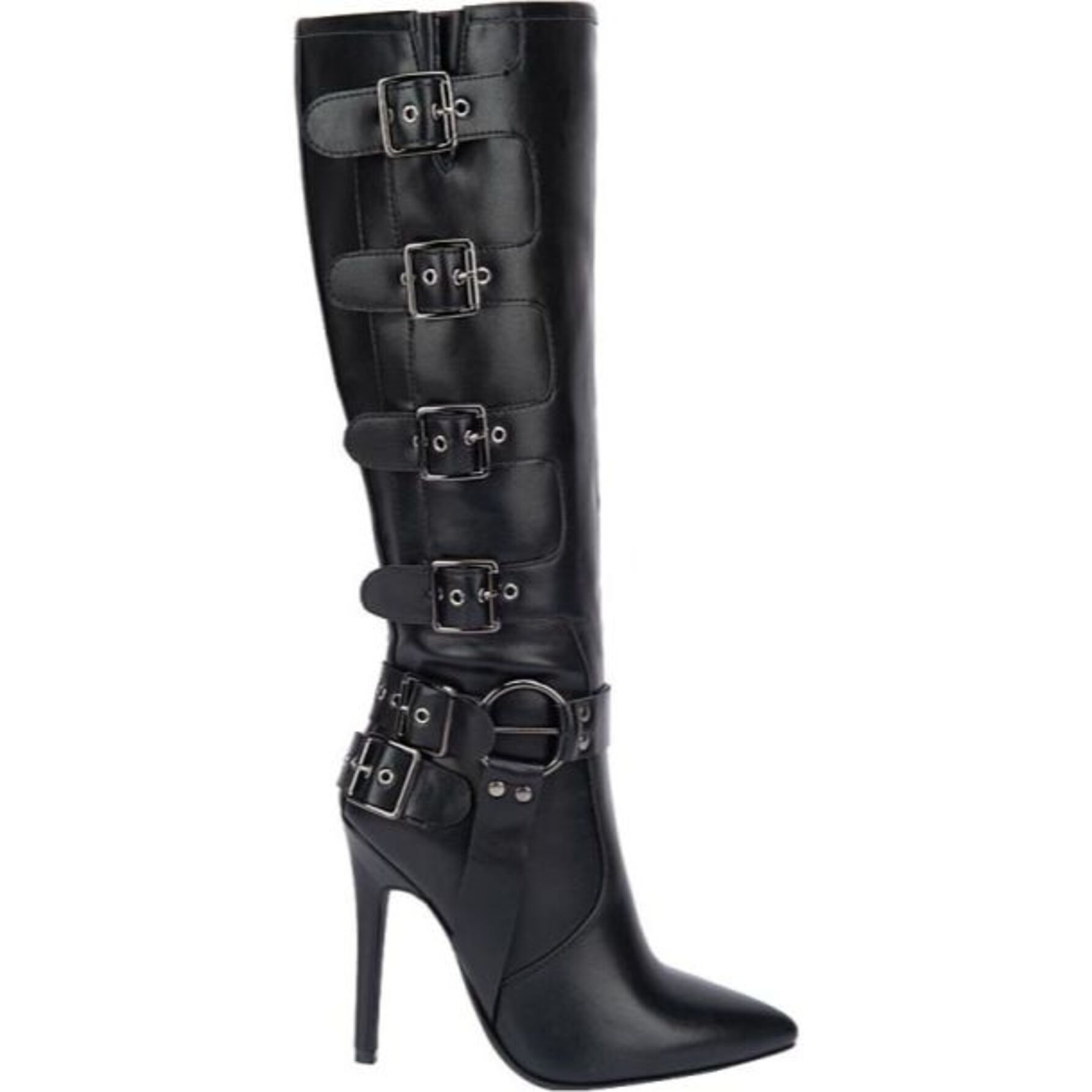 Bota para mujer, de caña alta, con hebillas, acabado napa, tacón de ...