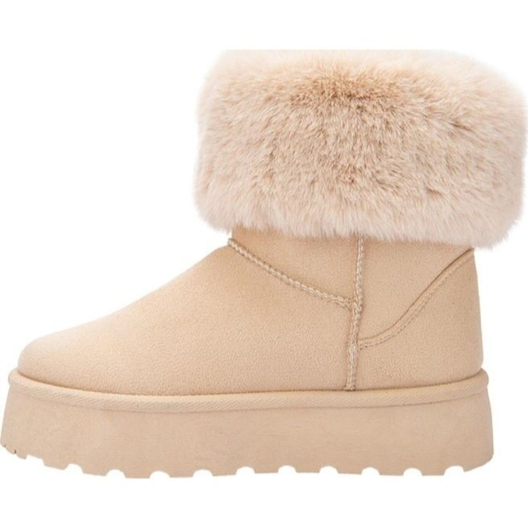 Bota para mujer, de tipo invernal, con peluche, marca PBPS, color beige 1141879