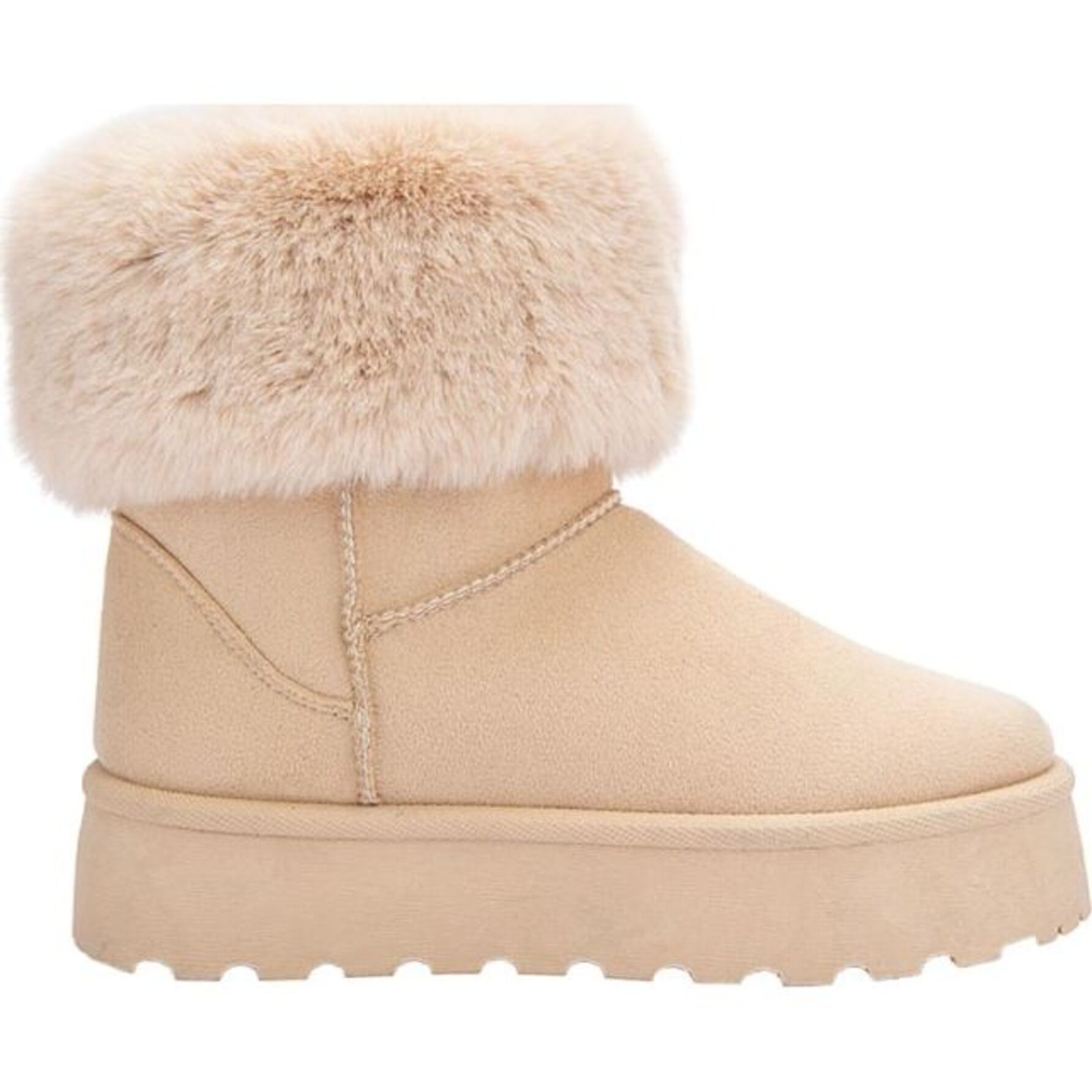 Bota para mujer, de tipo invernal, con peluche, marca PBPS, color beige 1141879