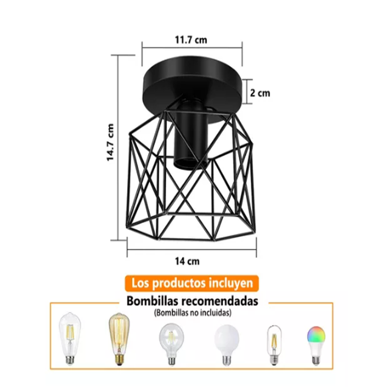 3 Lámparas Colgante Metal Jaula Lámpara Decoración De Techo