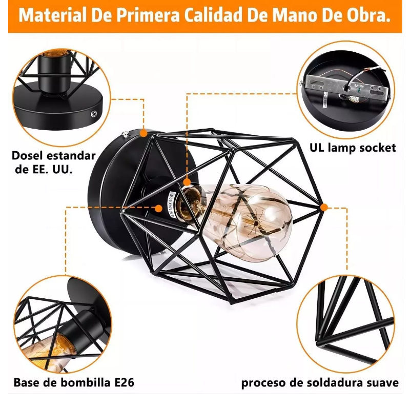 3 Lámparas Colgante Metal Jaula Lámpara Decoración De Techo