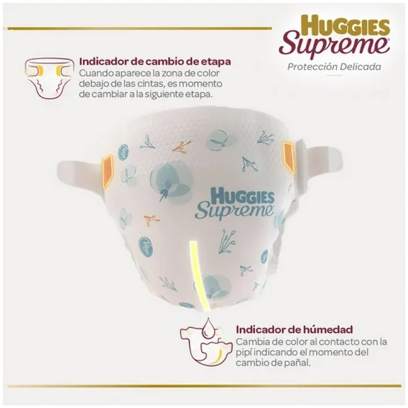 Pañales Huggies Supreme Platino RN, Recién Nacido, 84 Piezas, Máxima Protección y Cuidado