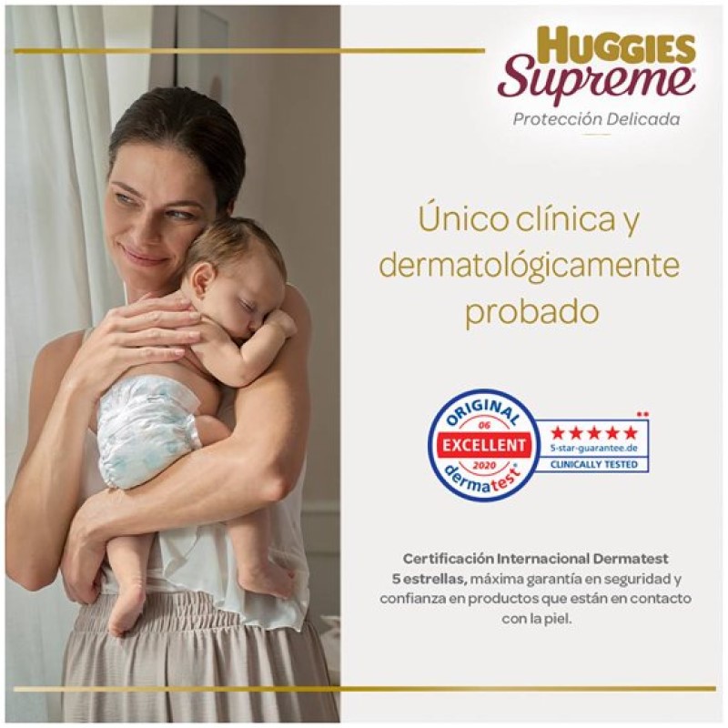 Pañales Huggies Supreme Platino RN, Recién Nacido, 84 Piezas, Máxima Protección y Cuidado