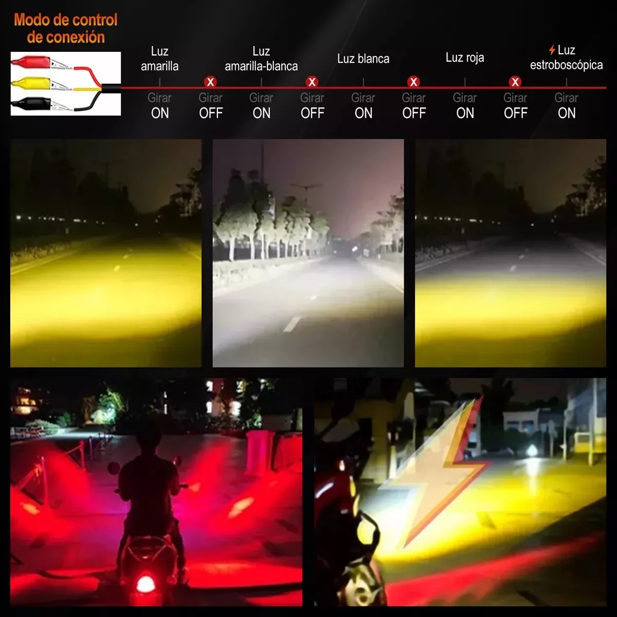 Faros Auxiliares Lupa Para Auto Moto Con Estrobo 2pcs