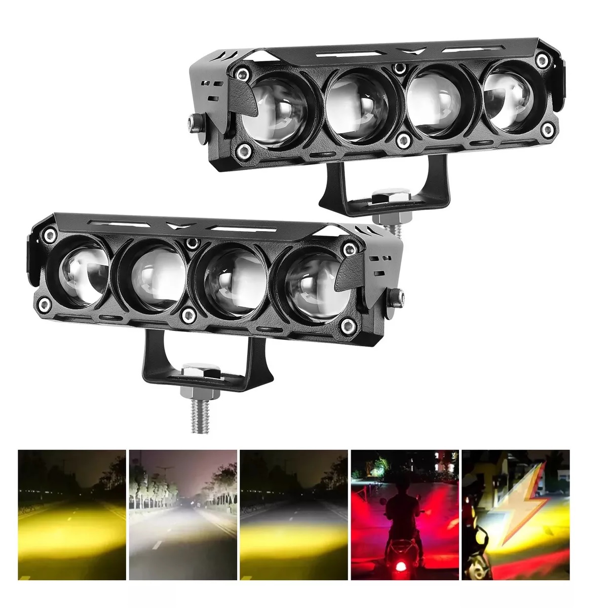 Faros Auxiliares Lupa Para Auto Moto Con Estrobo 2pcs