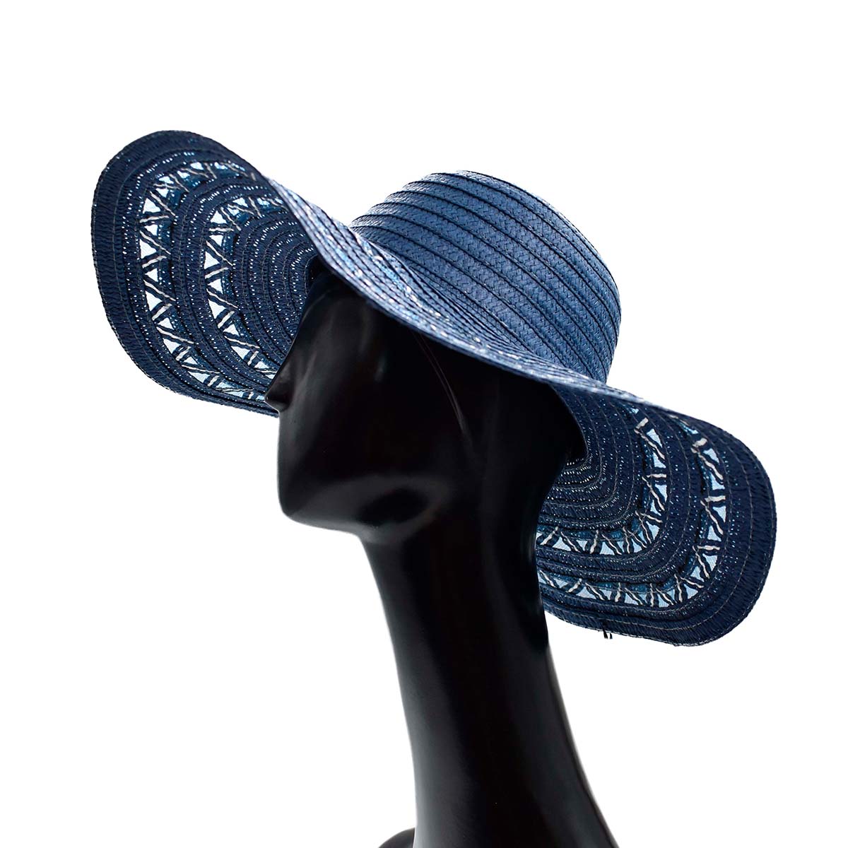 Sombrero Pamela Azul Detalle de Grecas Blancas 