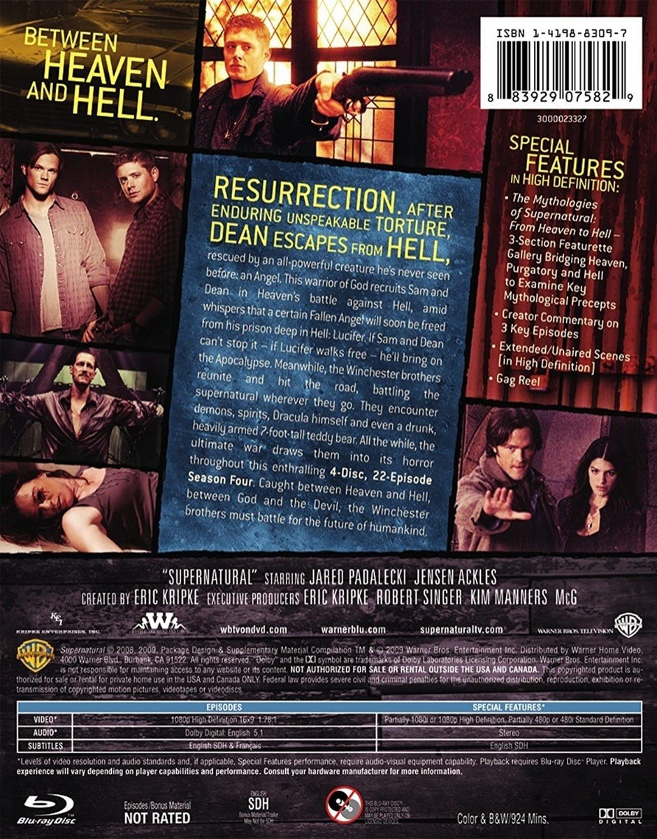 Supernatural Cuarta Temporada 4 Cuatro Serie Blu-ray