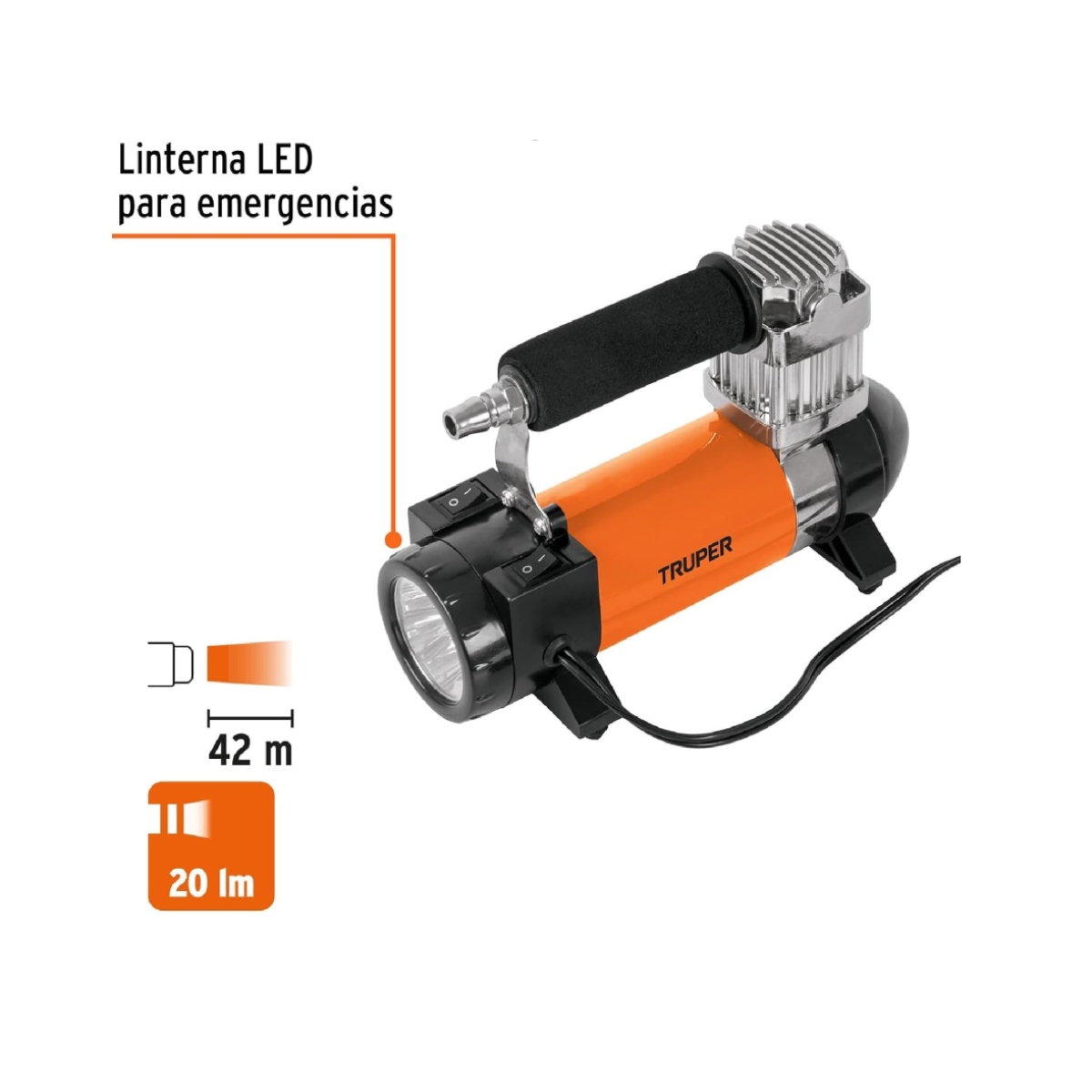 Compresor de Aire 12 V Portátil Truper COMP-12 P/Auto Incluye Maletín ENDY5