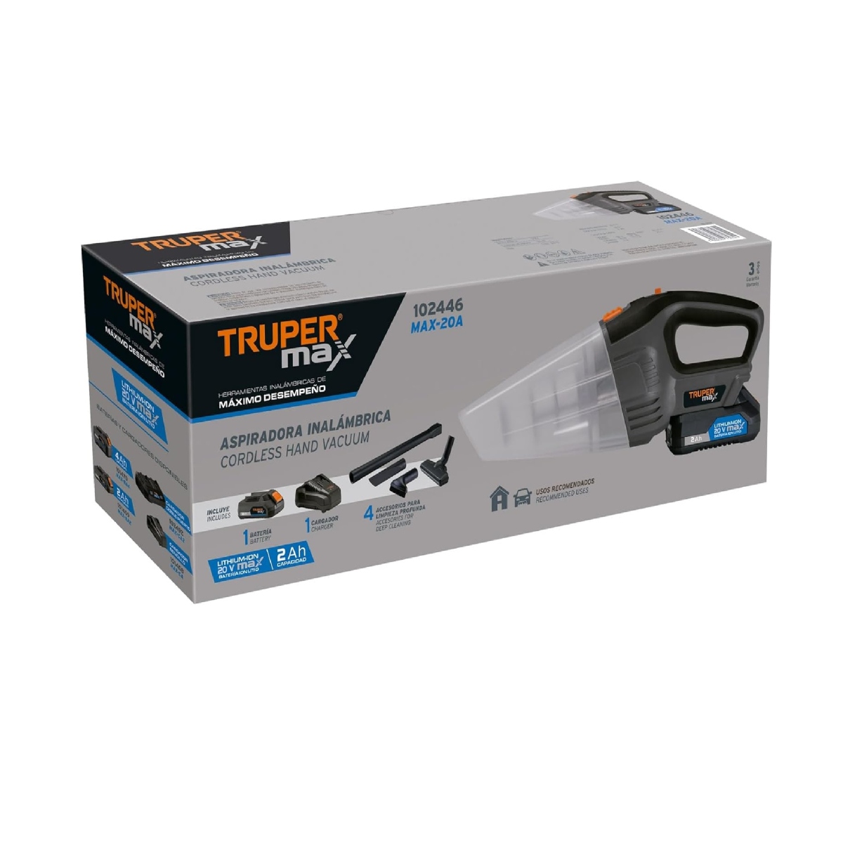 Aspiradora Inalámbrica 20V Truper MAX-20A Filtro Lavable y Reutilizable ENDY3