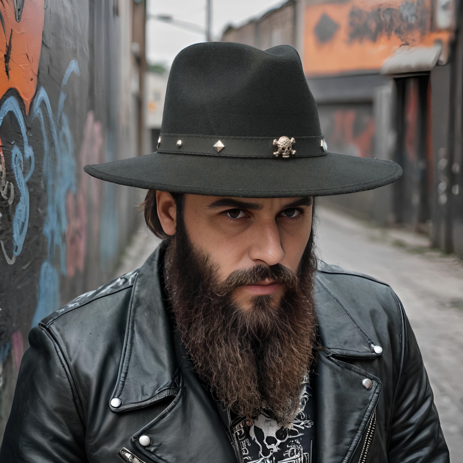 Sombrero Indiana Dubetina Calavera Retro Hombre Mujer Casual Hipster Negro 257