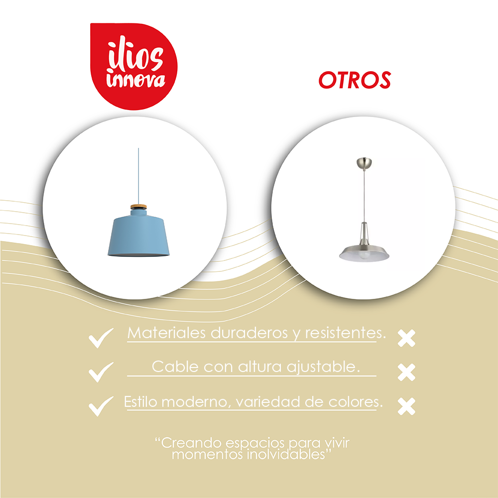 Lámpara Colgante Ilios Innova 125g Color Azul