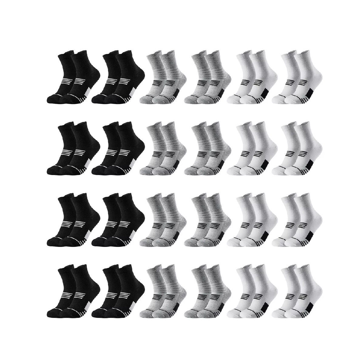 24 Pares Calcetines Deportiva Hombre 100% Algodón Calcetas Mezclado