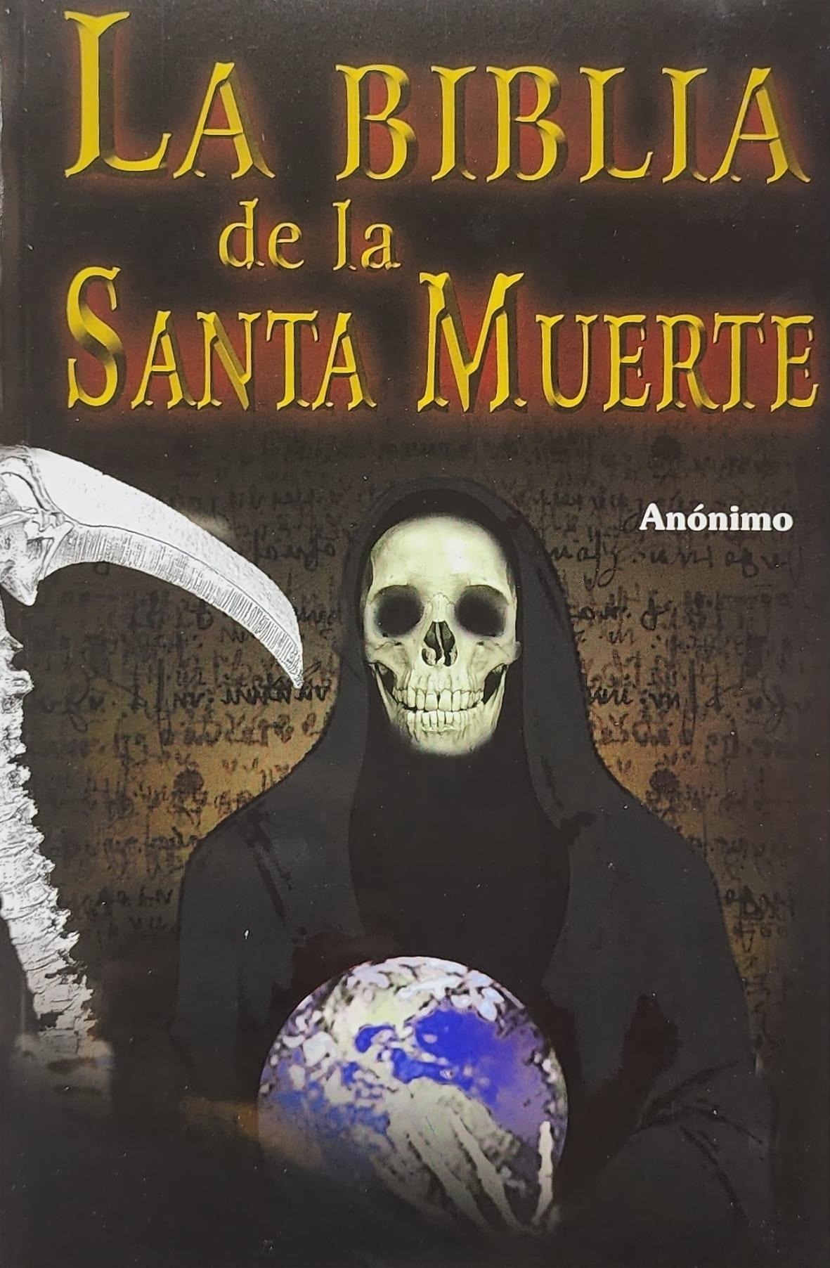 Santa Muerte Vestida Amarilla – 24 cm de Altura con Guadaña y Detalles Dorados