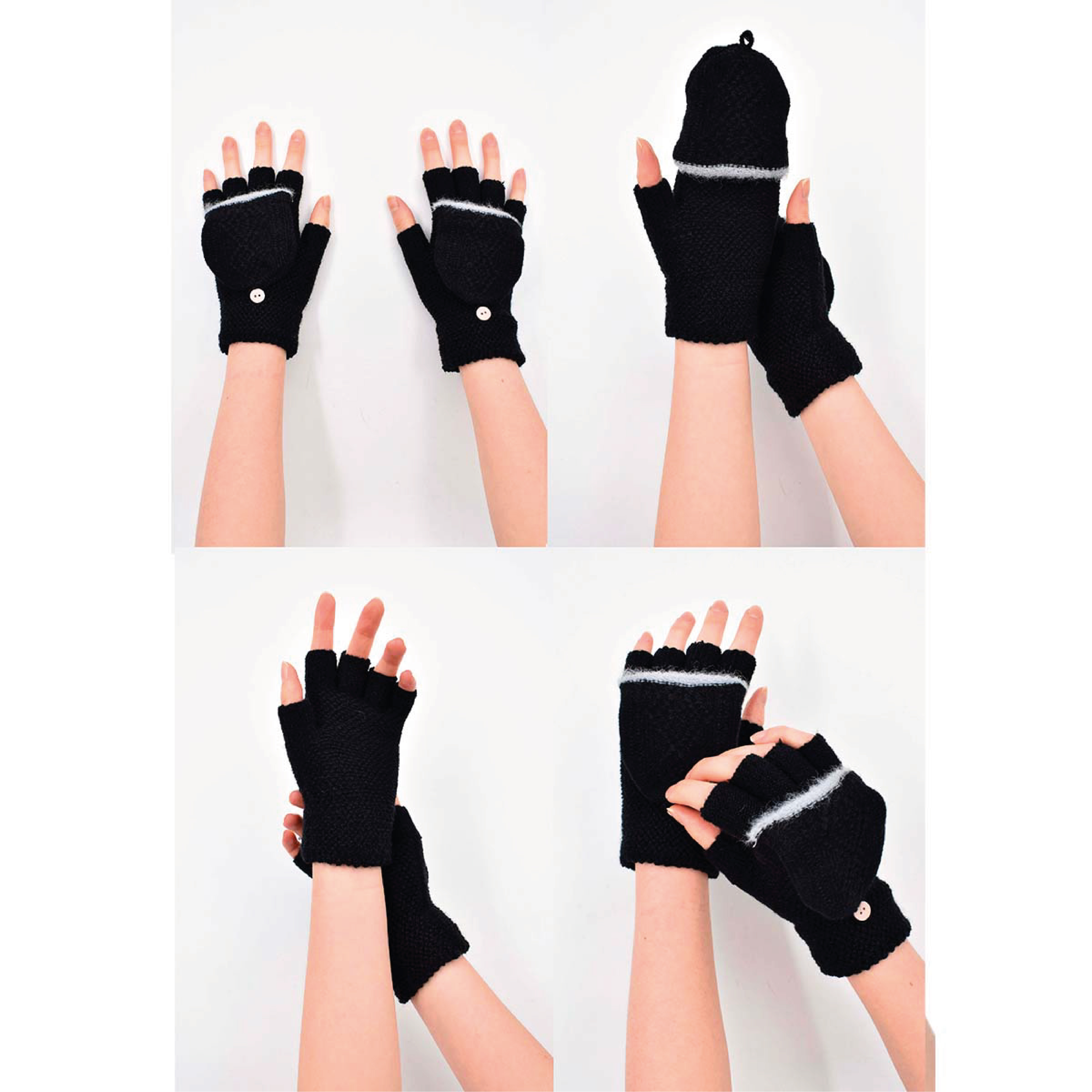 Guantes de Mujer sin Dedos con Capucha 