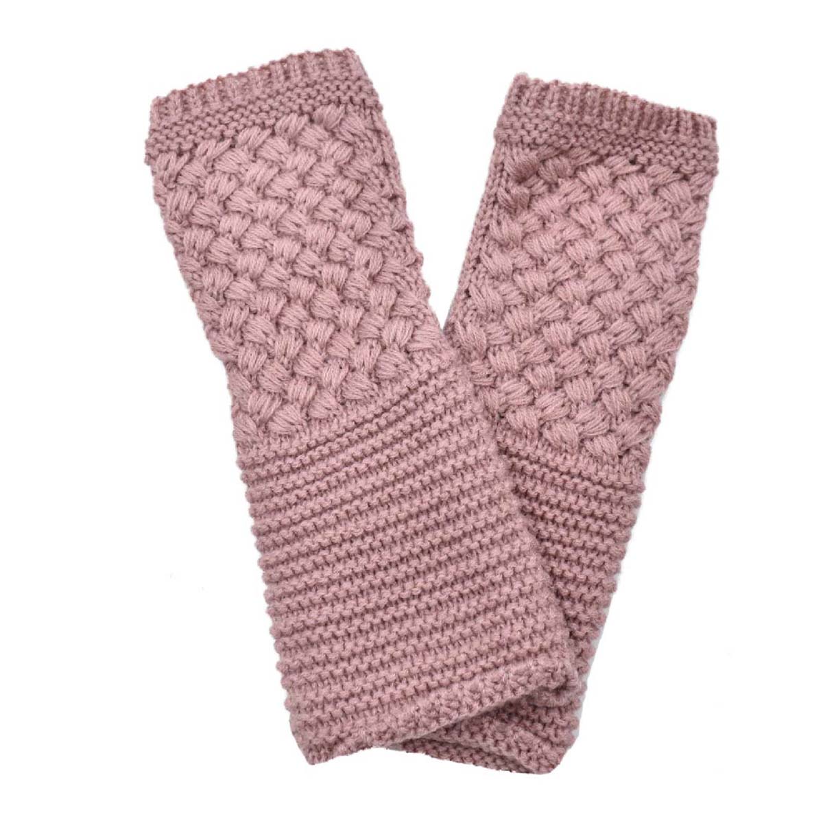 Guantes Tejidos Sin Dedos Mujer Diseño de Mitón Largo Palo de Rosa