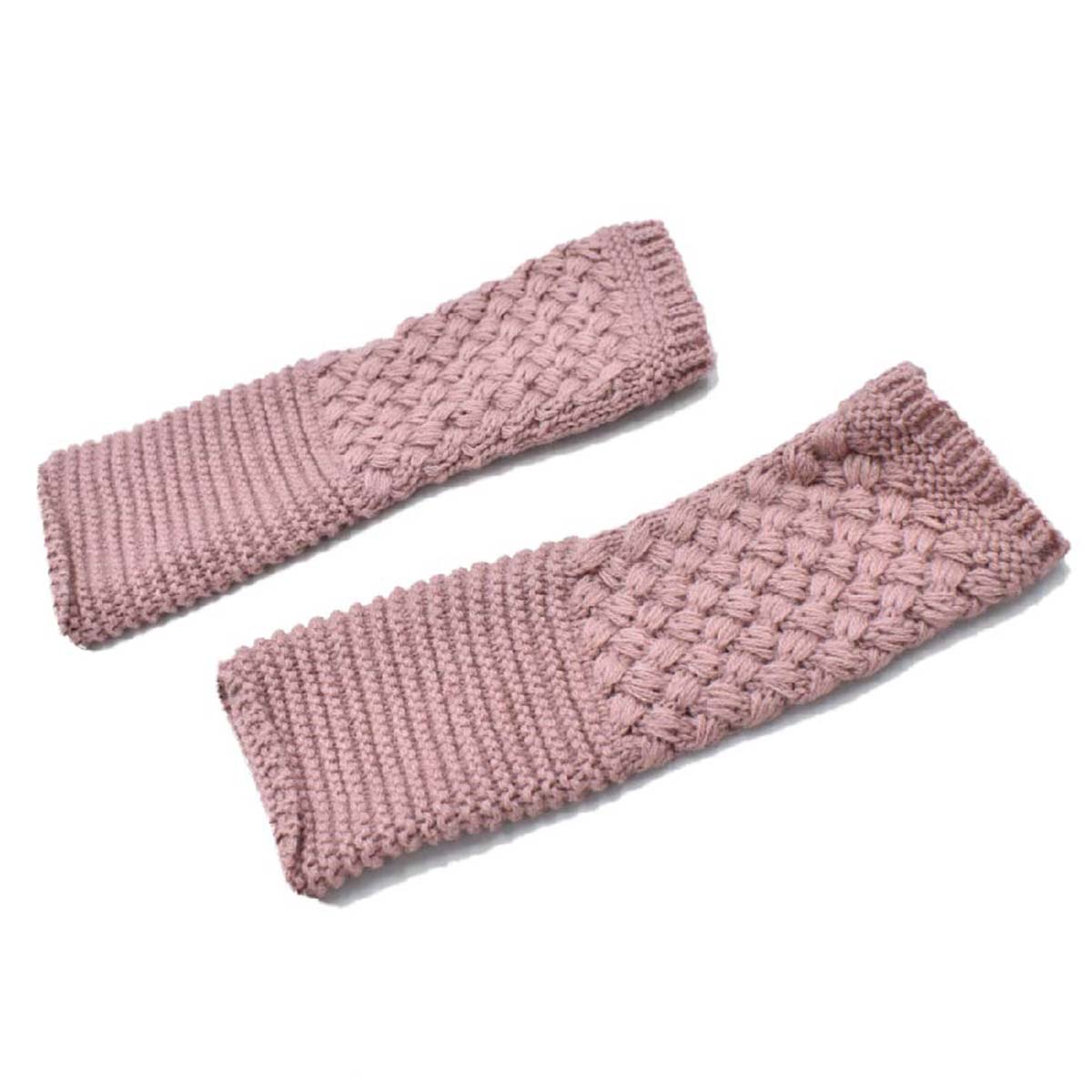 Guantes Tejidos Sin Dedos Mujer Diseño de Mitón Largo Palo de Rosa