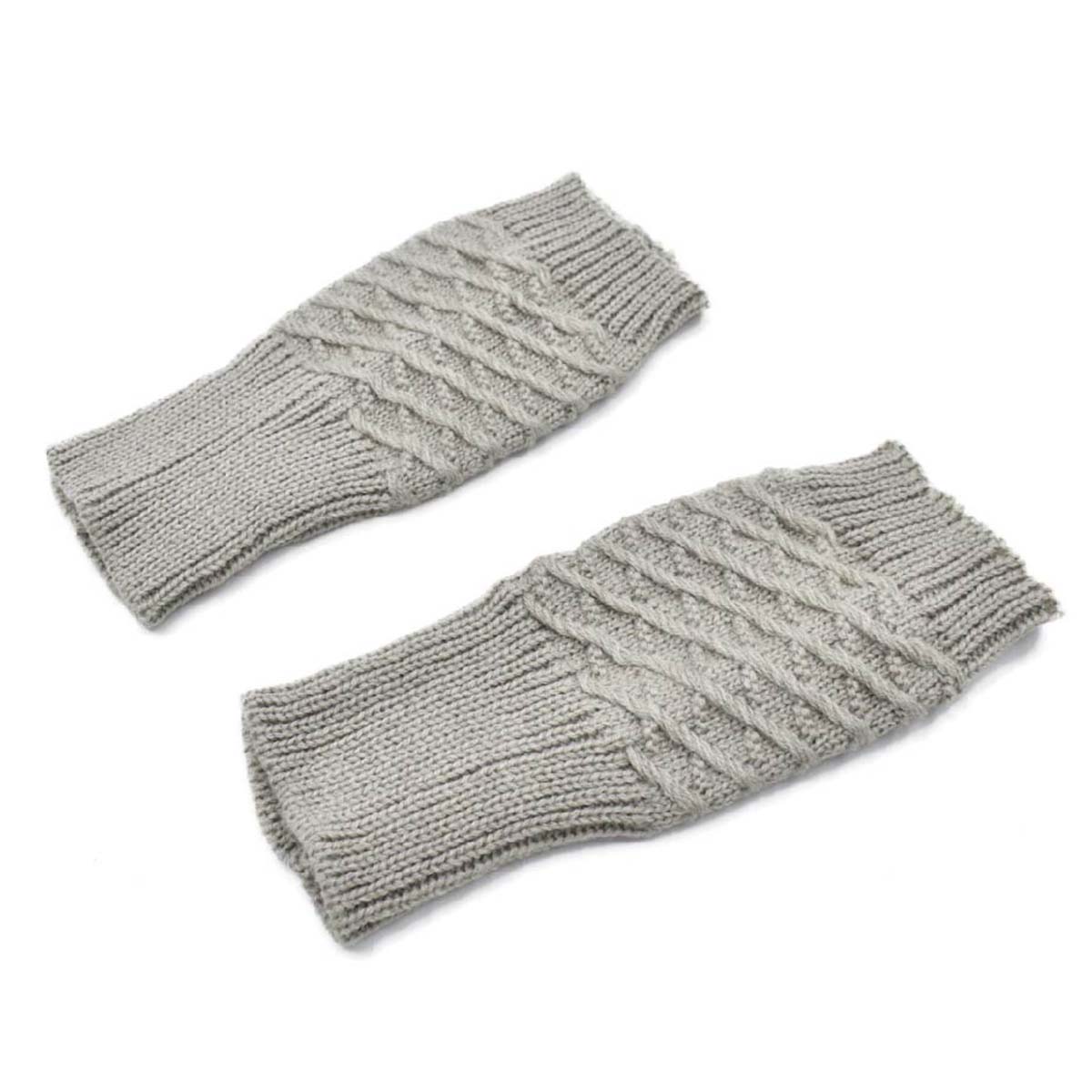 Guantes Tejidos Sin Dedos Mujer Diseño de Mitón Gris