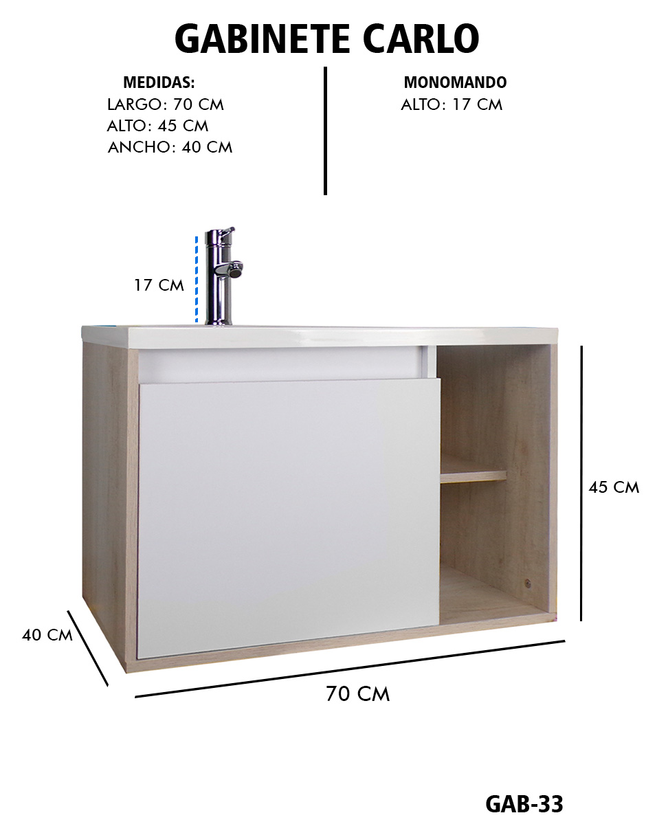 Gabinete De Baño CARLO Con Lavabo Y Llave Minimalista
