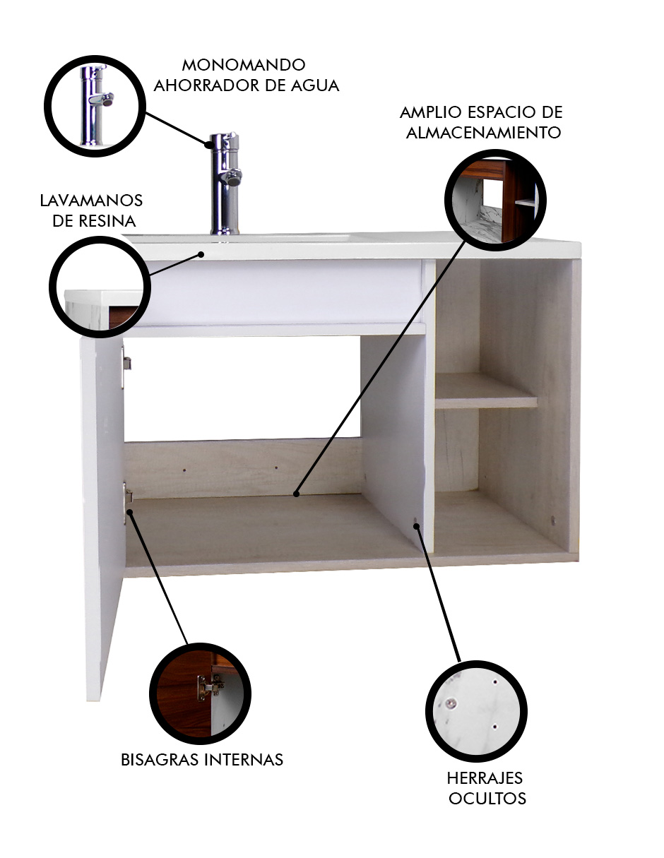 Gabinete De Baño CARLO Con Lavabo Y Llave Minimalista