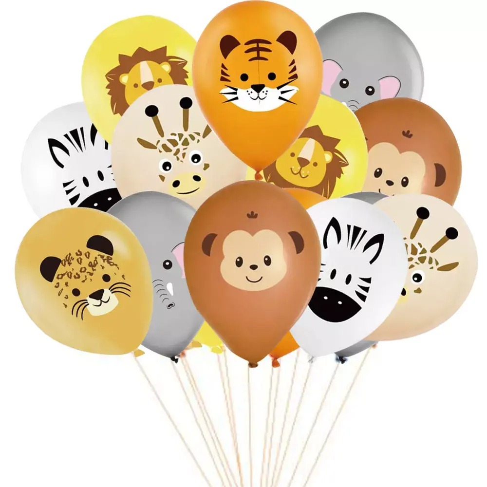 Juego 28 Globos Látex Animales Chango Jirafa Fiesta