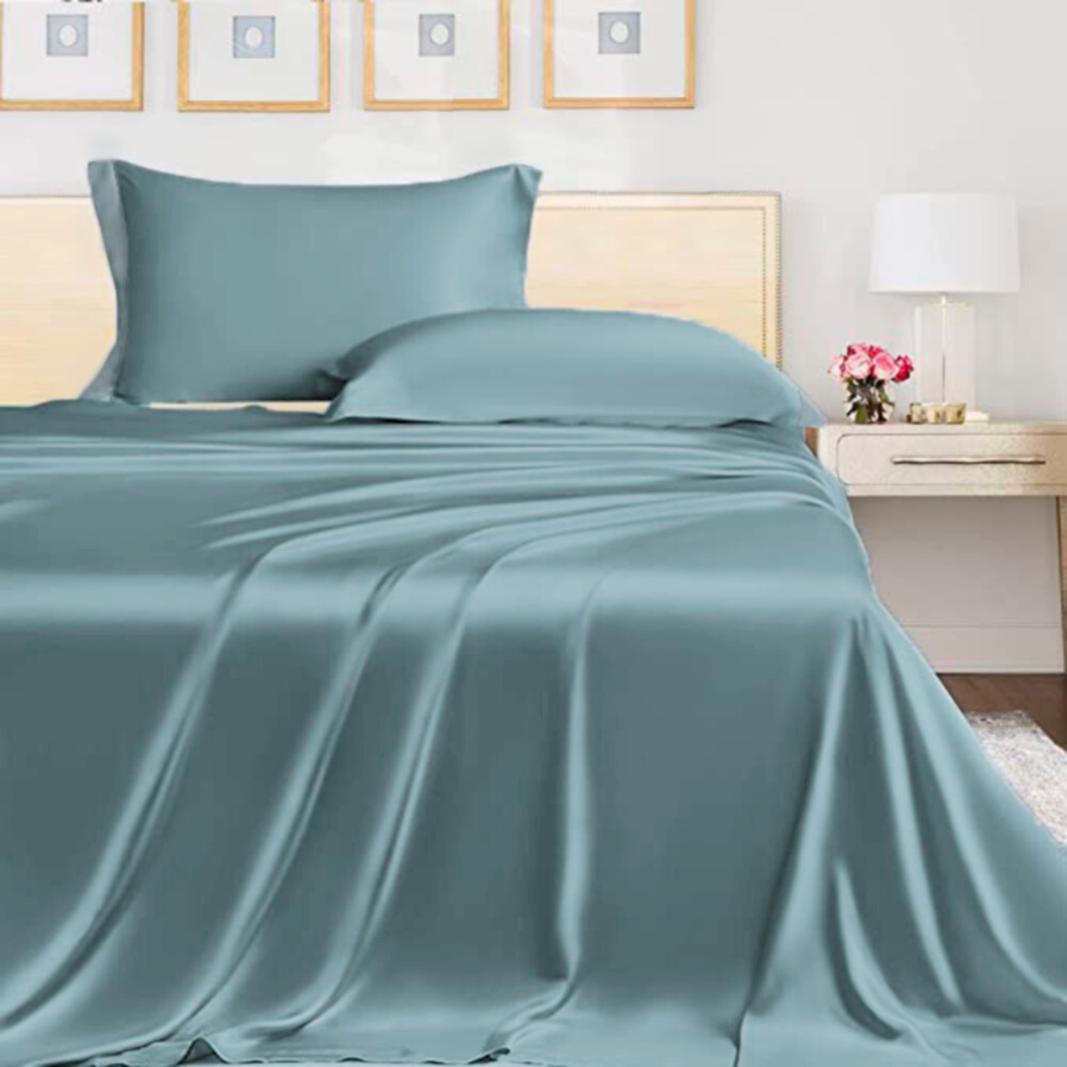 Juego de Sábanas Tencel - Fibra de Eucalipto Ultra-fresco y Ultra-suave - Tamaño Individual - Color Verde Místico