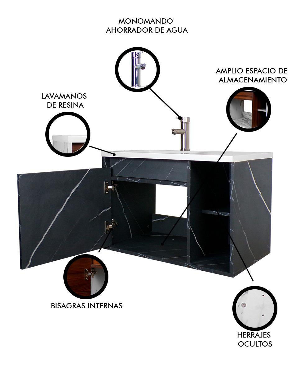 Gabinete De Baño CARLO Con Lavabo Y Llave Minimalista