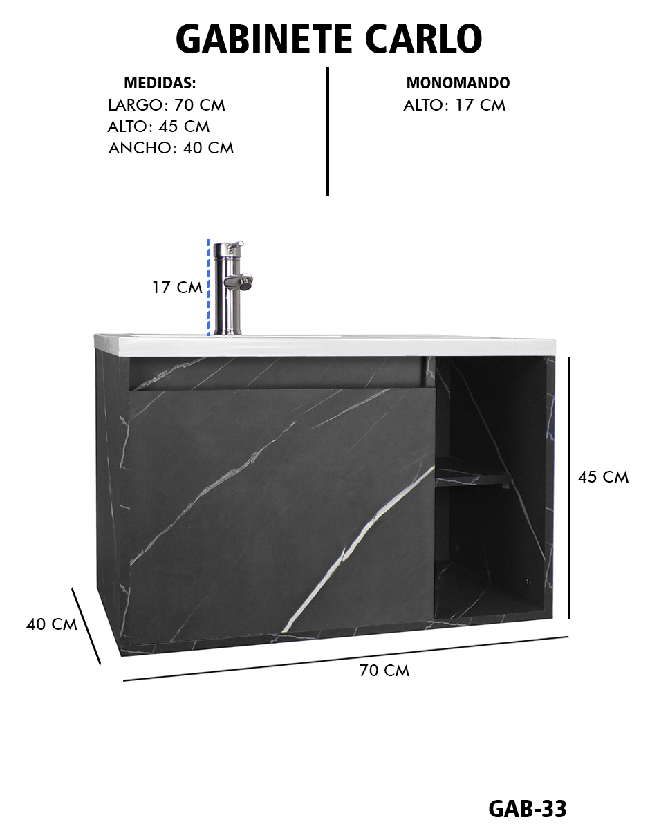 Gabinete De Baño CARLO Con Lavabo Y Llave Minimalista