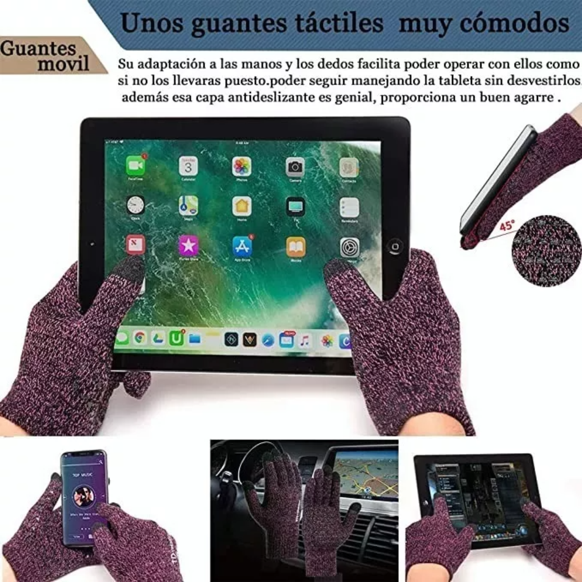 4 Conjunto Gorro Bufanda Guantes Frío Tejido Lana Unisex