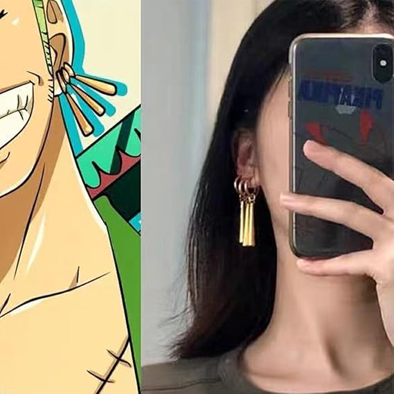 Aretes Pendientes Zoro Aro de una Pieza Anime Cosplay Moda Fiesta Regalo