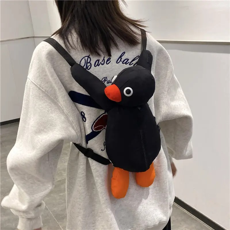 Mochila Peluche Caricatura Pingu Pinguino Felpa Espalda Escolar